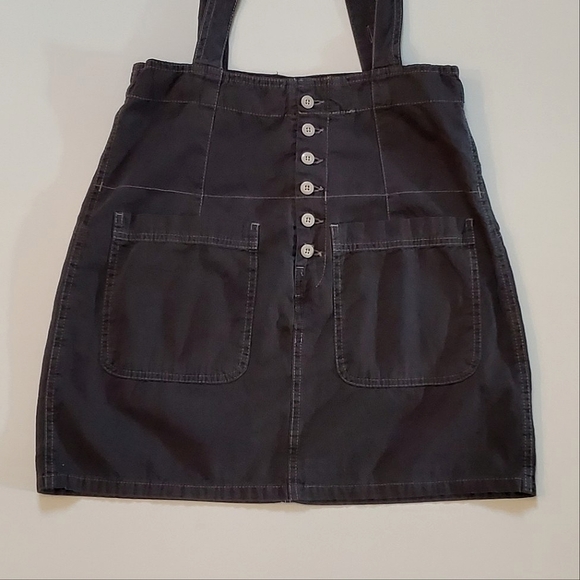 🌺 Free People Black Denim High Waist Jumper Skirt, Size 6 - Picture 9 of 10